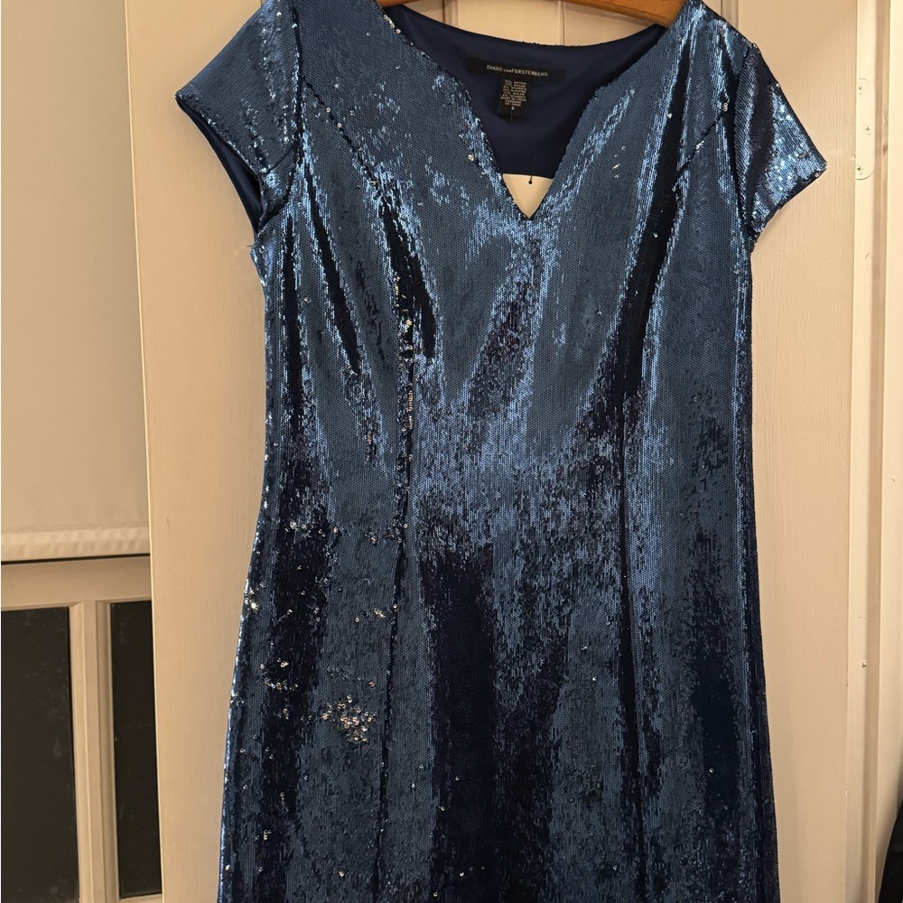 Diane Von furstenberg blue sequin mini dress size 6